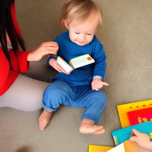 

This image shows a smiling baby playing with a colorful board book. The baby is happily exploring the book, looking at the pictures and touching the pages. This image illustrates how books can be a fun and engaging way to introduce babies to learning.